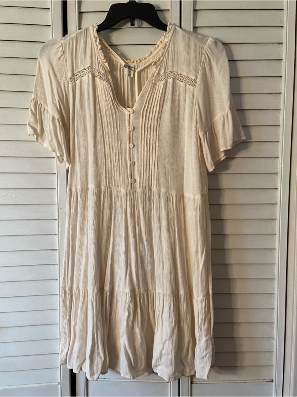 Old Navy Cream Tiered Button-Front Mini Dress